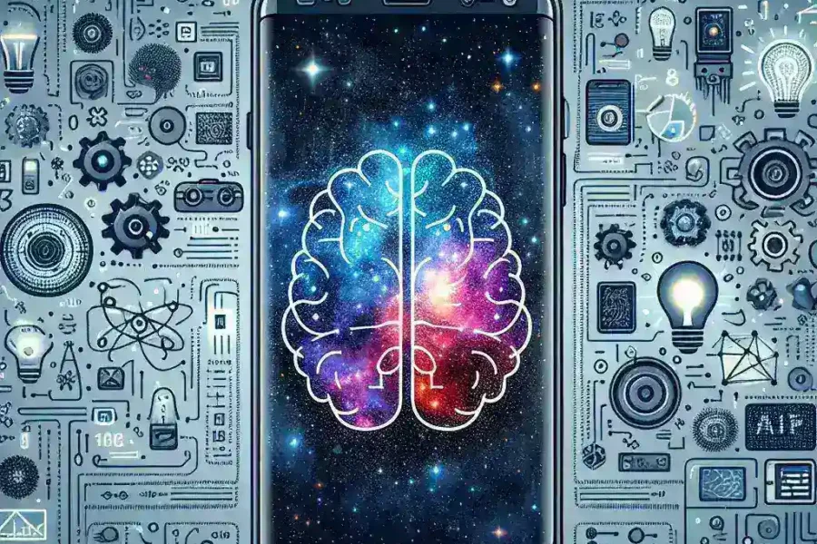 "Imagen que muestra las funciones de inteligencia artificial en smartphones Samsung, destacando la integración de Galaxy AI en la optimización de fotografía, asistencia virtual y personalización del usuario."