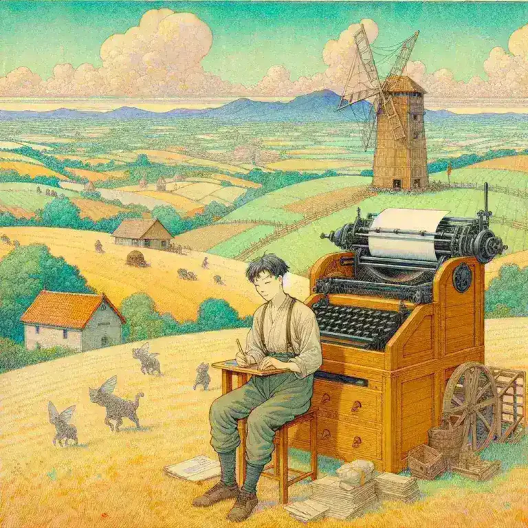 "Ilustración de ChatGPT en modo 'Studio Ghibli', mostrando un paisaje mágico y personajes encantadores, reflejando la estética y el estilo visual característico de las películas de Studio Ghibli."