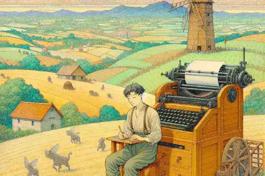 "Ilustración de ChatGPT en modo 'Studio Ghibli', mostrando un paisaje mágico y personajes encantadores, reflejando la estética y el estilo visual característico de las películas de Studio Ghibli."