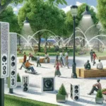 "Instalación de sistema de audio direccional en un espacio público, diseñado para minimizar la contaminación sonora y mejorar la experiencia acústica de los visitantes."