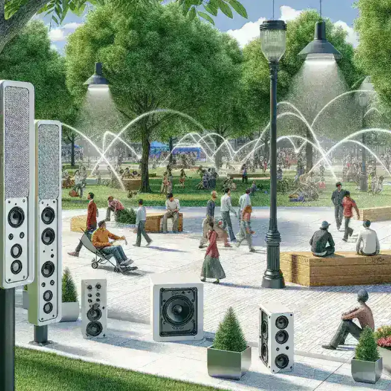 "Instalación de sistema de audio direccional en un espacio público, diseñado para minimizar la contaminación sonora y mejorar la experiencia acústica de los visitantes."